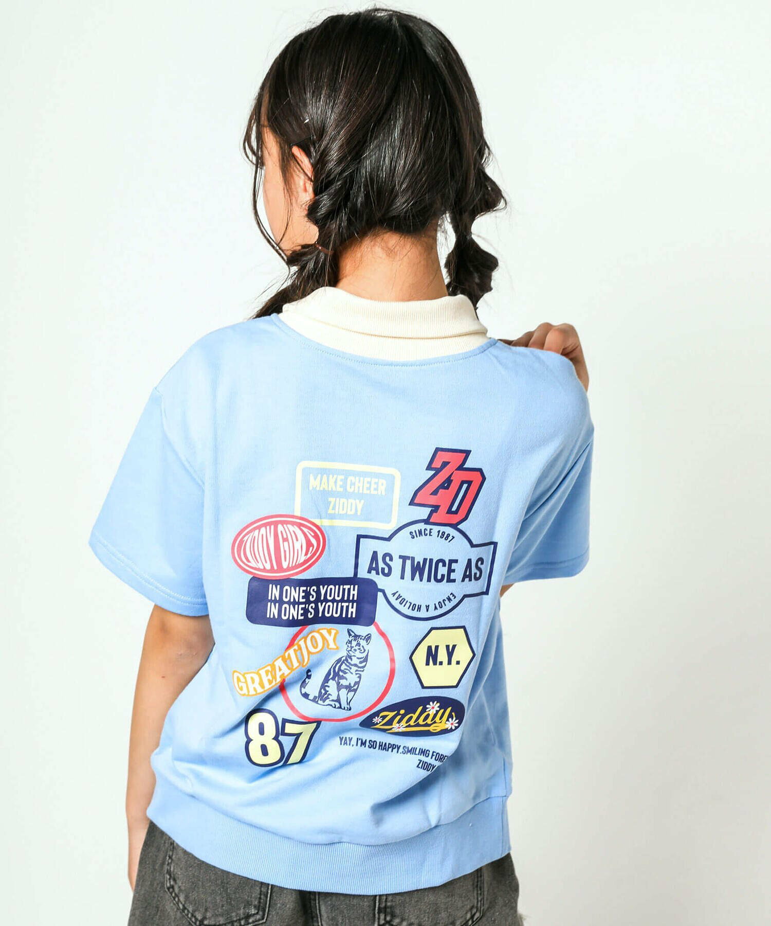 ハーフジップバックプリントTシャツ(130~160cm)